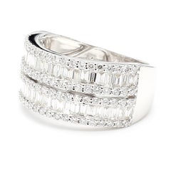 Natural White Baguette Diamond 1.56 Carat TW White Gold Cocktail Ring