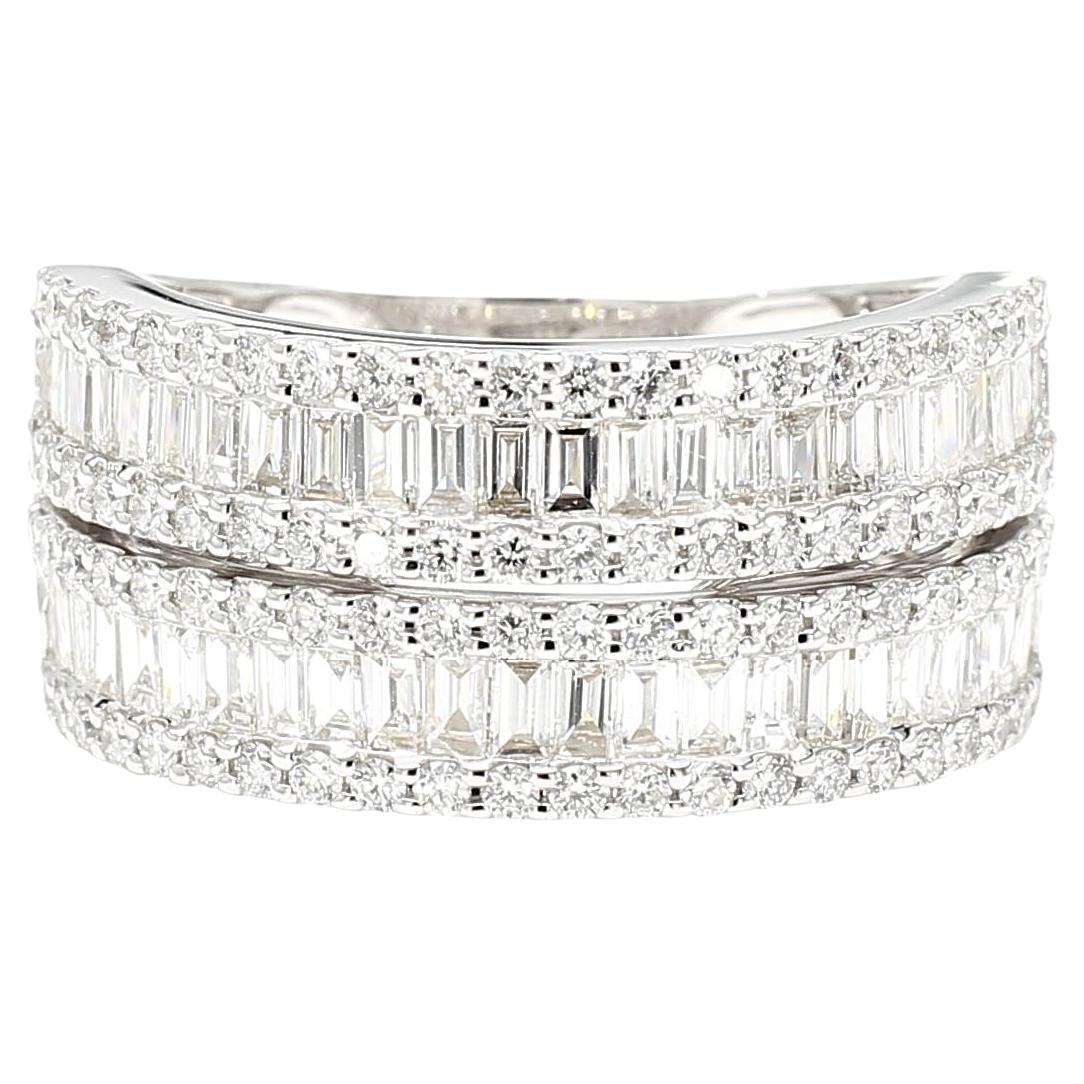 Natural White Baguette Diamond 1.56 Carat TW White Gold Cocktail Ring
