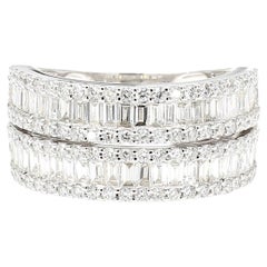 Natural White Baguette Diamond 1.56 Carat TW White Gold Cocktail Ring