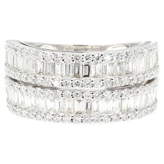 Natural White Baguette Diamond 1.56 Carat TW White Gold Cocktail Ring