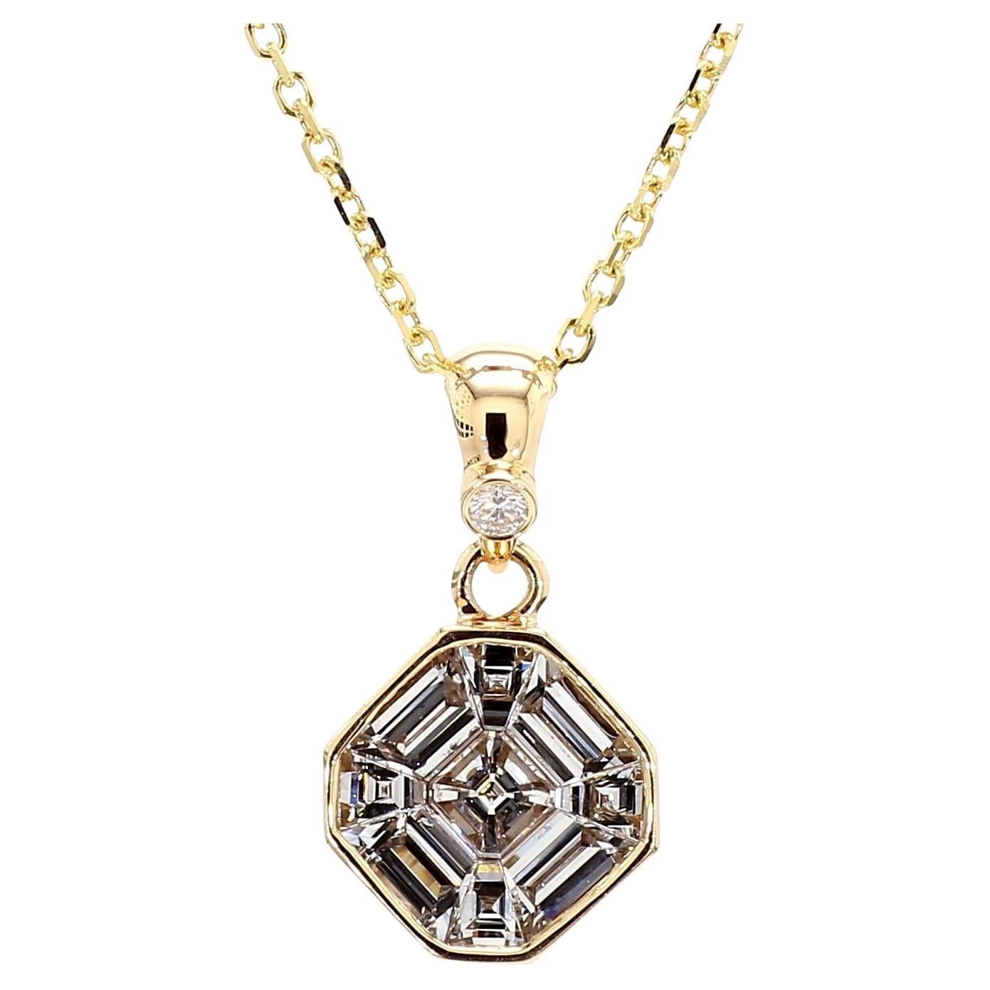 Tropfenanhänger aus Gelbgold mit natürlichem weißem Baguette-Diamant 1,70 Karat TW