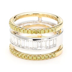 Natural White Baguette Diamond 1.71 Carat TW White Gold Cocktail Ring