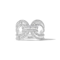 Natural White Baguette Diamond 1.74 Carat TW White Gold Band
