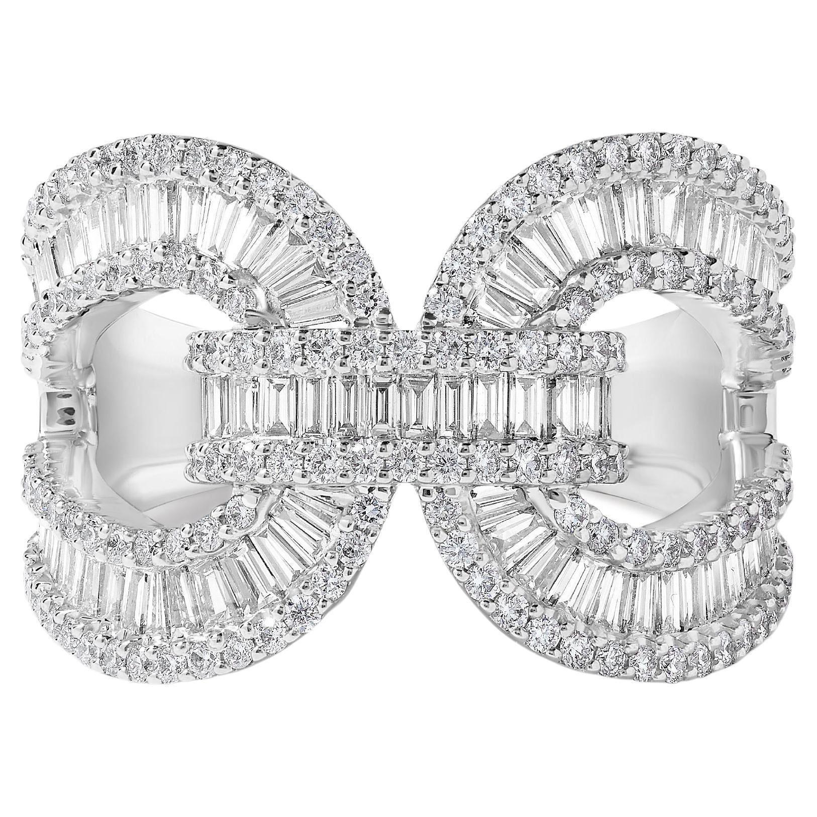 Fascia in oro bianco con diamante naturale Baguette da 1.74 carati TW