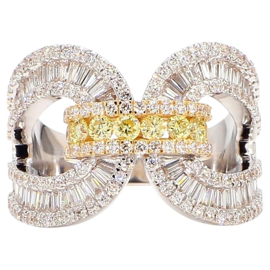 Natürlicher weißer Baguette-Diamant 1,79 Karat TW Gold Cocktail-Ring