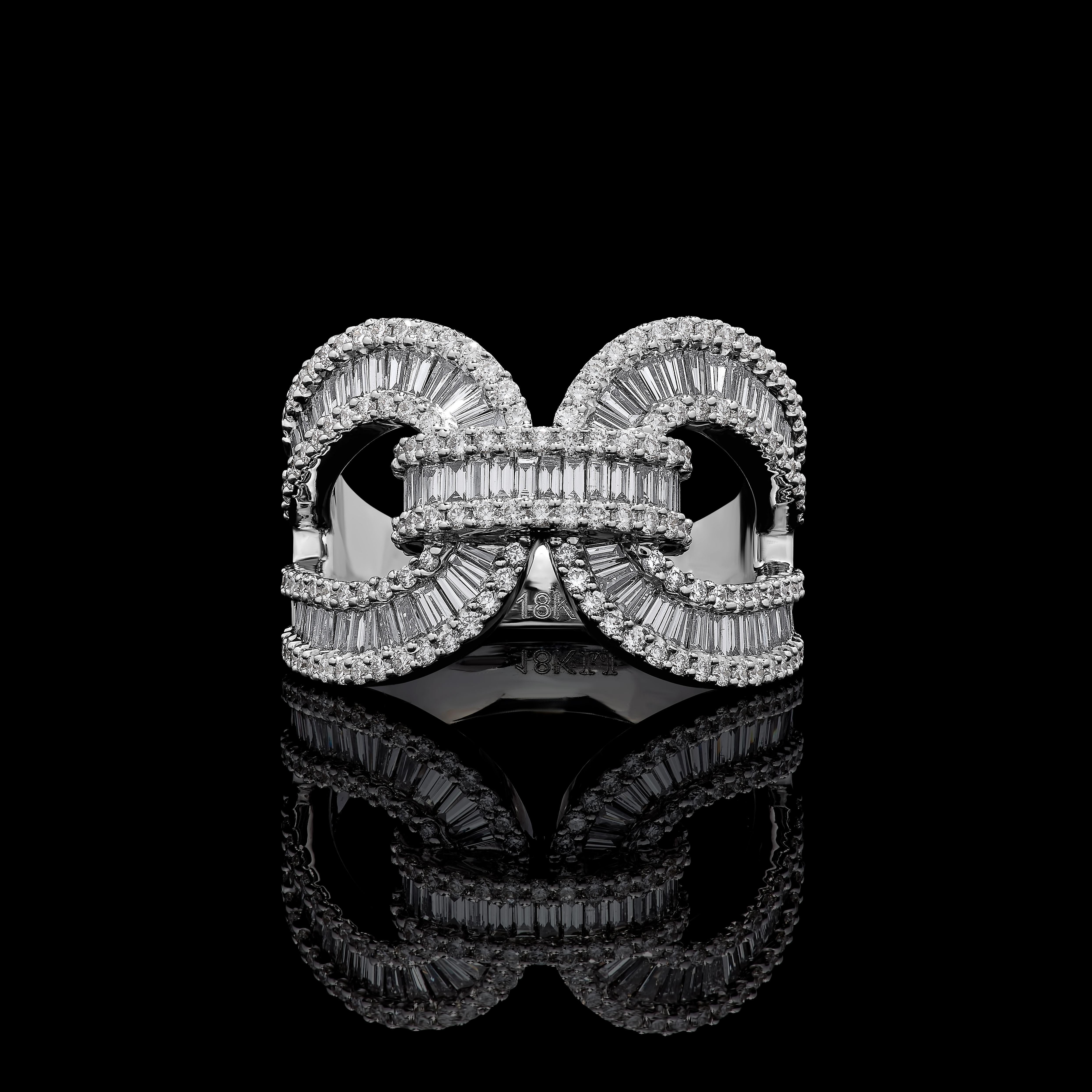 Taglio baguette Fascia in oro bianco con diamante naturale Baguette da 1.80 carati TW in vendita