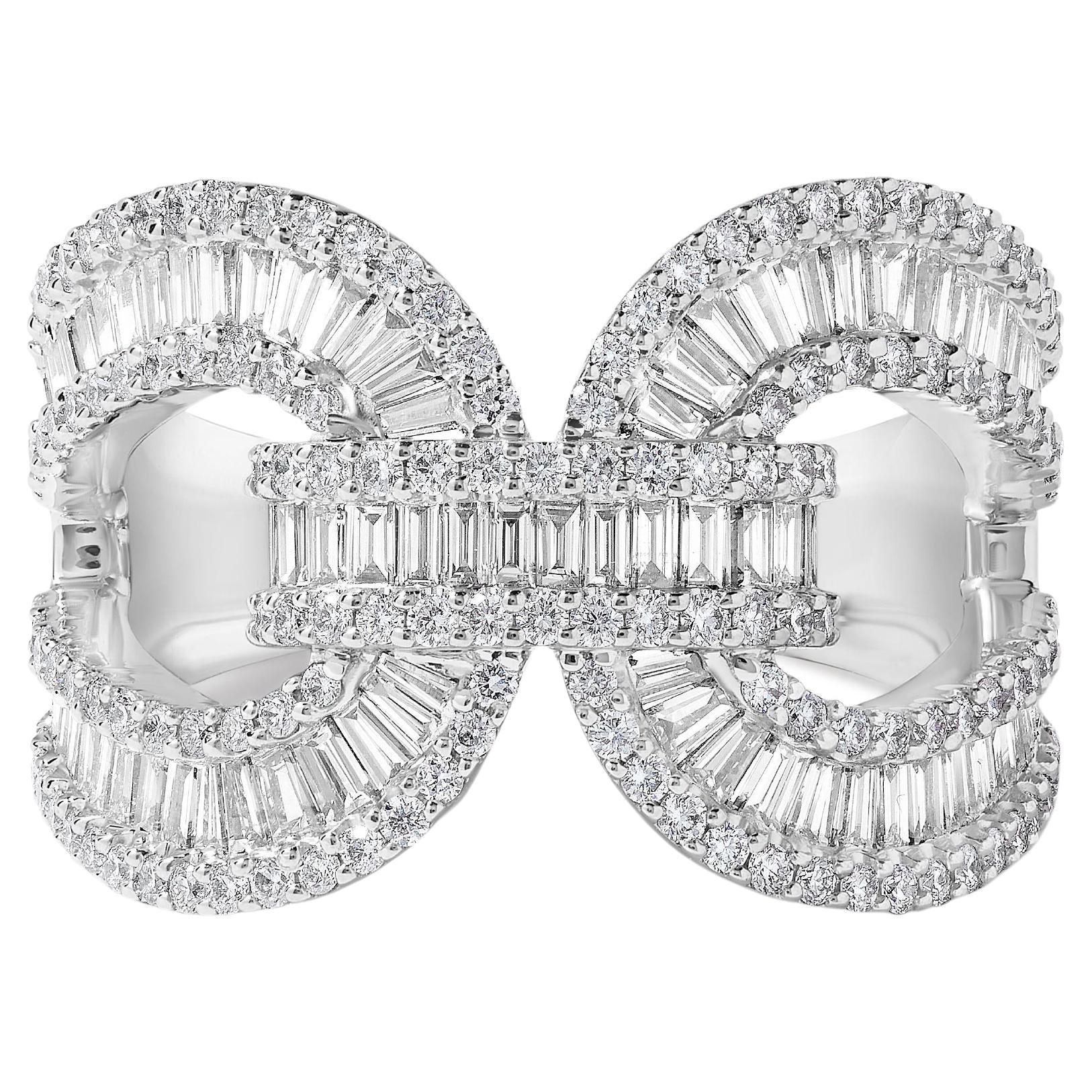 Fascia in oro bianco con diamante naturale Baguette da 1.80 carati TW in vendita
