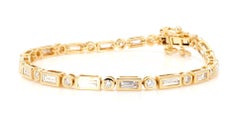 Natural White Baguette Diamond 3.50 Carat TW Gold Tennis Bracelet
