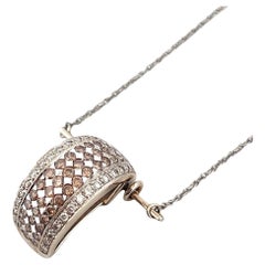 Natural White & Cognac Champagne Custom 14KW 1.15CTW 16" Diamond Pendant