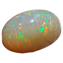 Opale bianco naturale cremoso, 15,95 ct, cabochon ovale, pietra preziosa sfusa, fuoco multicolore
