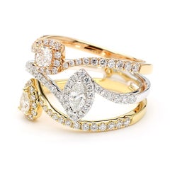 Natural White Cushion Diamond 1.16 Carat TW Gold Ring
