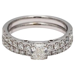 Natürlicher weißer Diamant im Kissenschliff 1,35 Karat TW Weißgold Cocktail-Ring