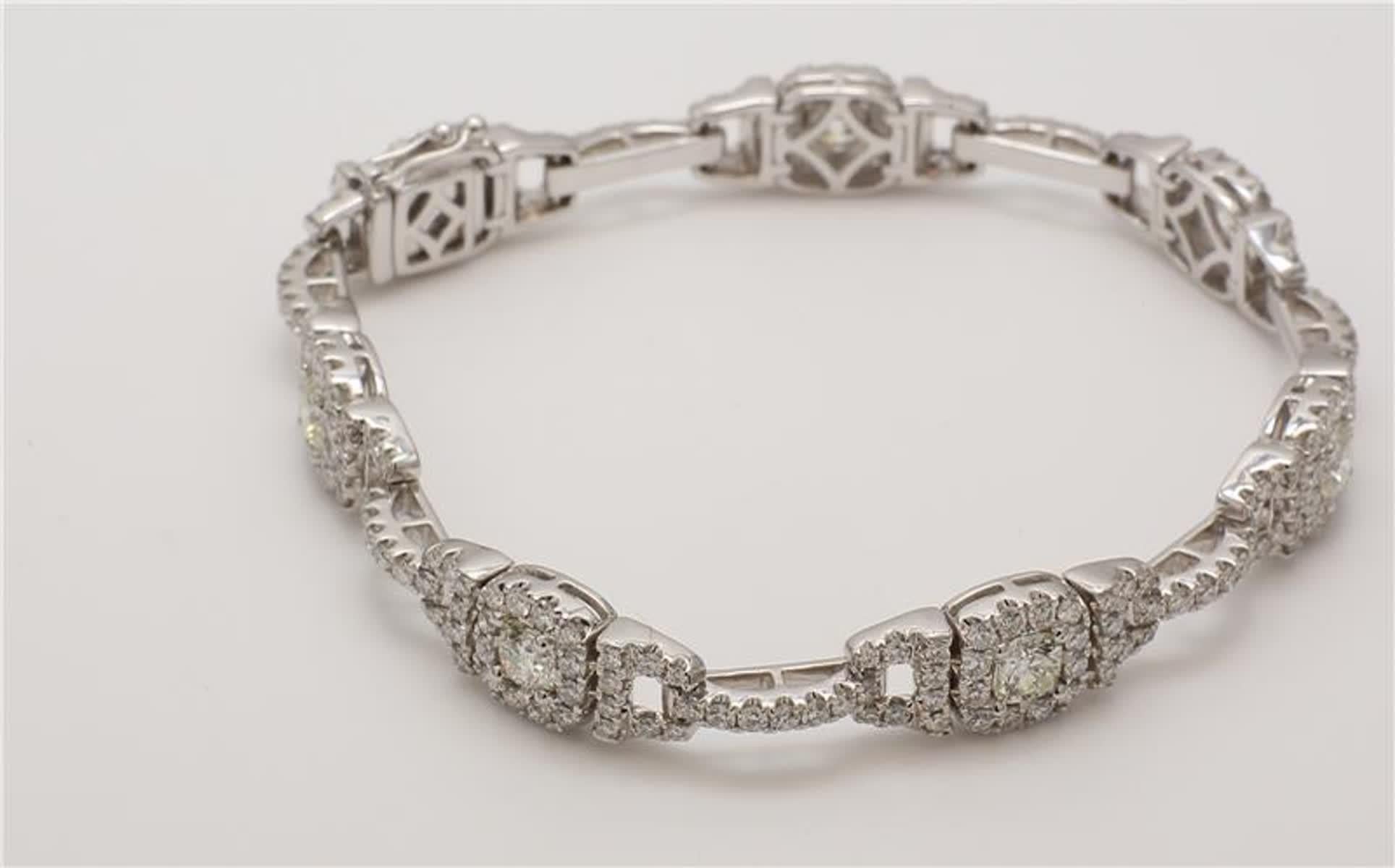 Contemporary Natural White Cushion Diamond 5.42 Carats TW White Gold Bracelet