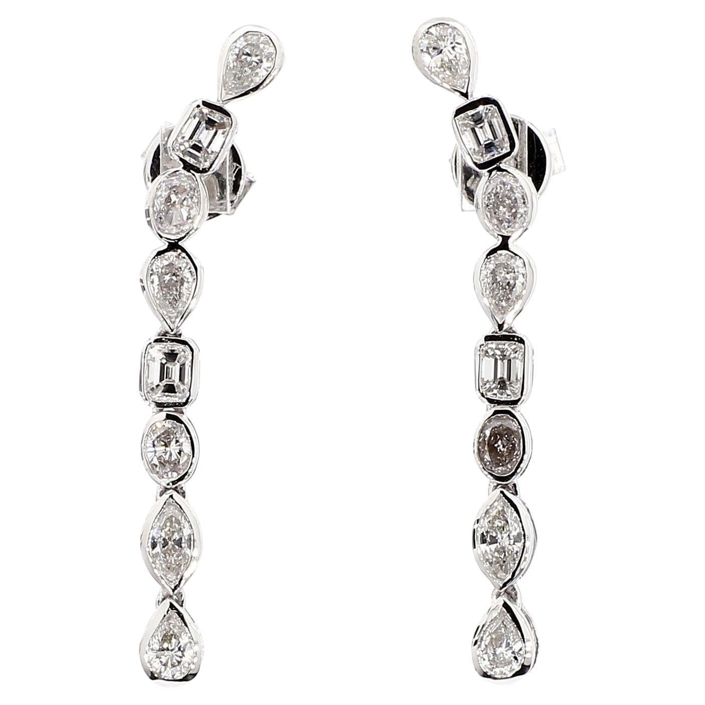 Pendants d'oreilles en or blanc naturel de 1,63 carat poids total
