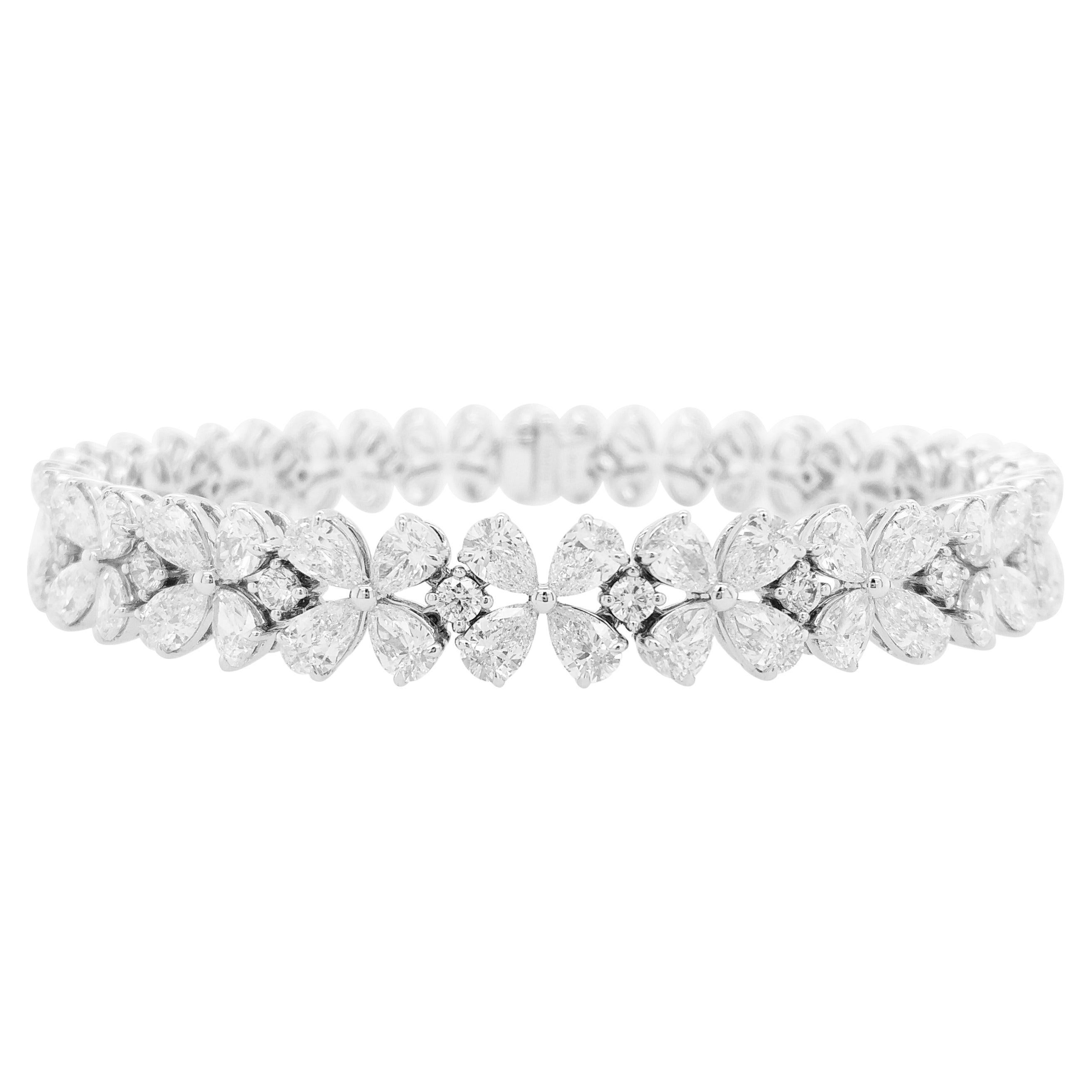 Natural White Diamond 18K Gold Eternity Bracelet