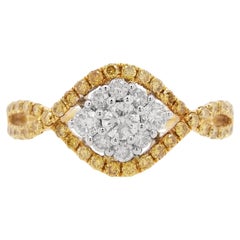 Natural White Diamond Yellow Diamond 18K Gold Engagement Ring