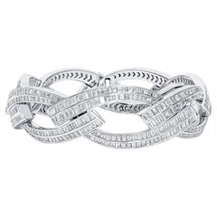 Bracelet en diamants blancs naturels, 19,00 ct, taille baguette, or blanc 18 carats