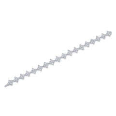 Pulsera de diamantes blancos naturales, 7,65 ct, forma de corazón, pureza VS, oro blanco de 18 quilates