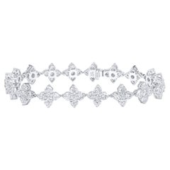 Pulsera de diamantes blancos naturales, 7,65 ct, forma de corazón, pureza VS, oro blanco de 18 quilates