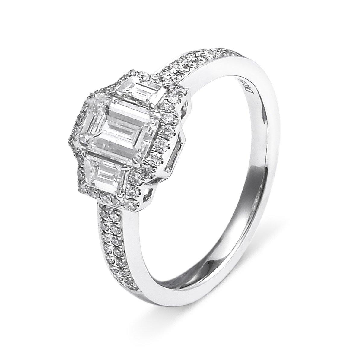 Natural White Diamond Engagement Wedding 18 Karat White Gold Ring For Sale 1
