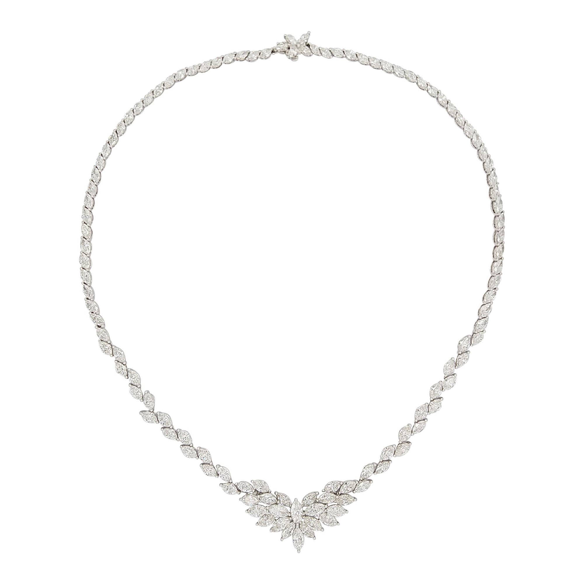 Natural White Diamond in 18K White Gold Eternity Necklace