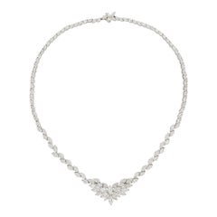 Natural White Diamond 18K White Gold Eternity Necklace