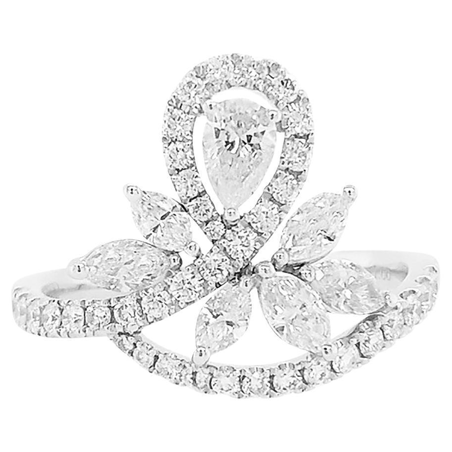 Natural White Diamond Platinum Fashion Ring For Sale