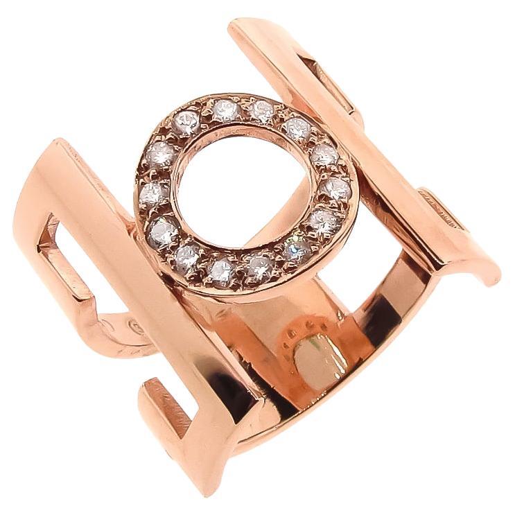 Natural White Diamond Rose Gold Art Deco Infinity Ring For Sale