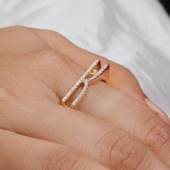 Natural White Diamond Solid 14k Yellow Gold Customized Initial Jewelry Gift Ring