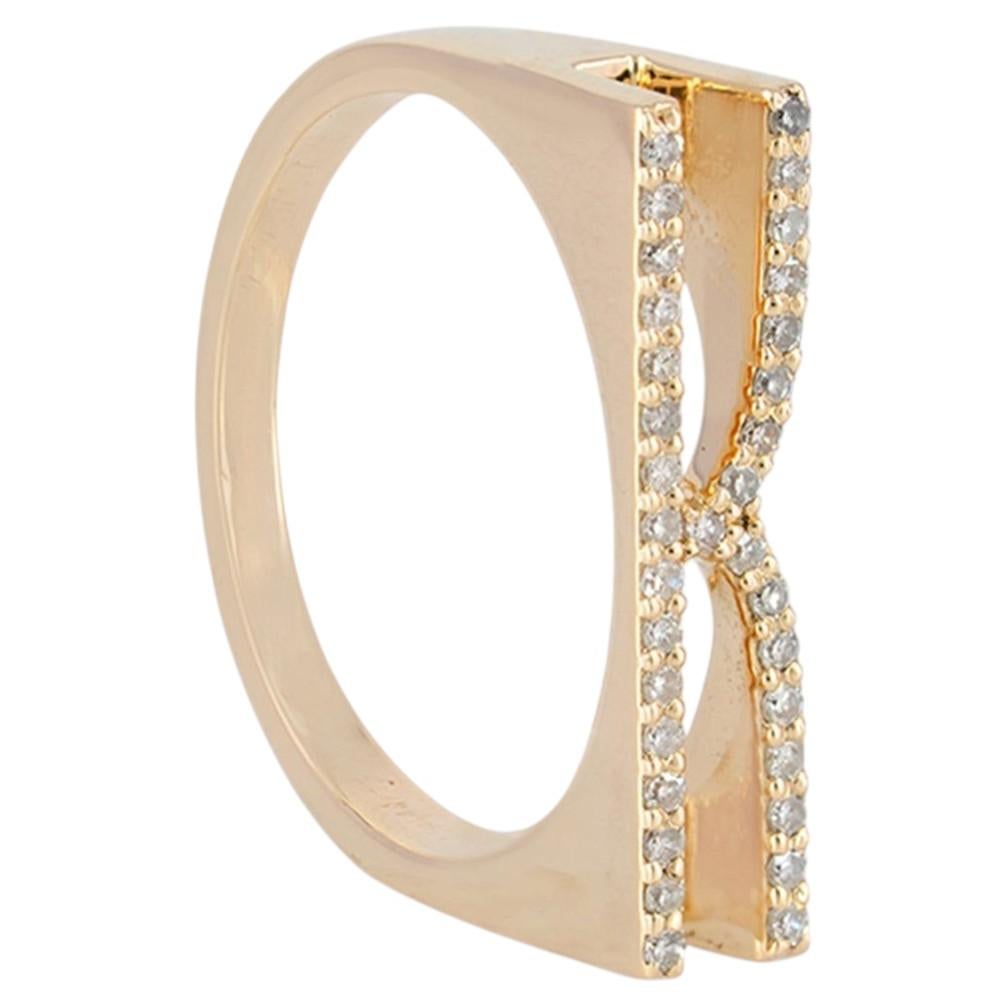 Natural White Diamond Solid 14k Yellow Gold Customized Initial Jewelry Gift Ring