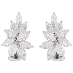 Natural White Diamonds in 18 Karat White Gold Earrings