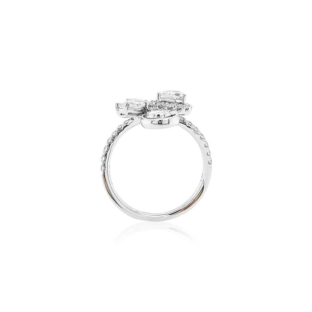 Contemporary Natural White Diamonds Platinum Cocktail Ring For Sale