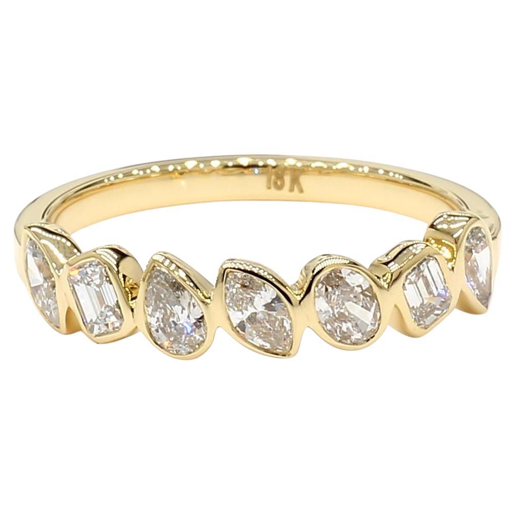 Natural White Emerald Diamond 0.73 Carat TW Yellow Gold Cocktail Band