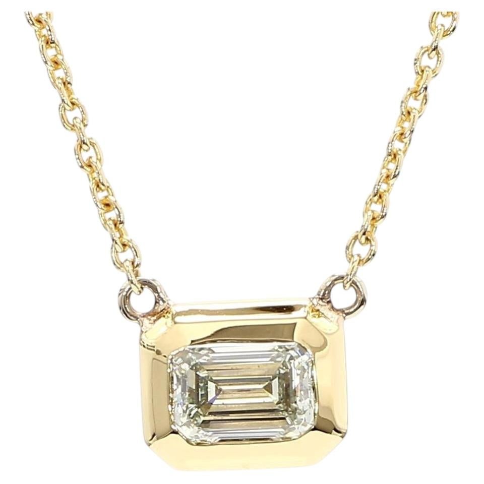 Esmeralda Blanca Natural Diamante 1,01 Quilate Tw Oro Amarillo Collar Gota
