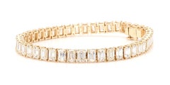 Natural White Emerald Diamond 11.10 Carat TW Gold Bracelet