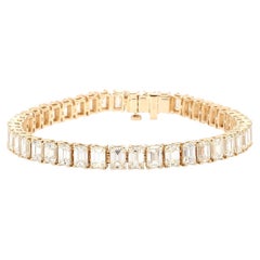 Natural White Emerald Diamond 11.10 Carat TW Gold Bracelet