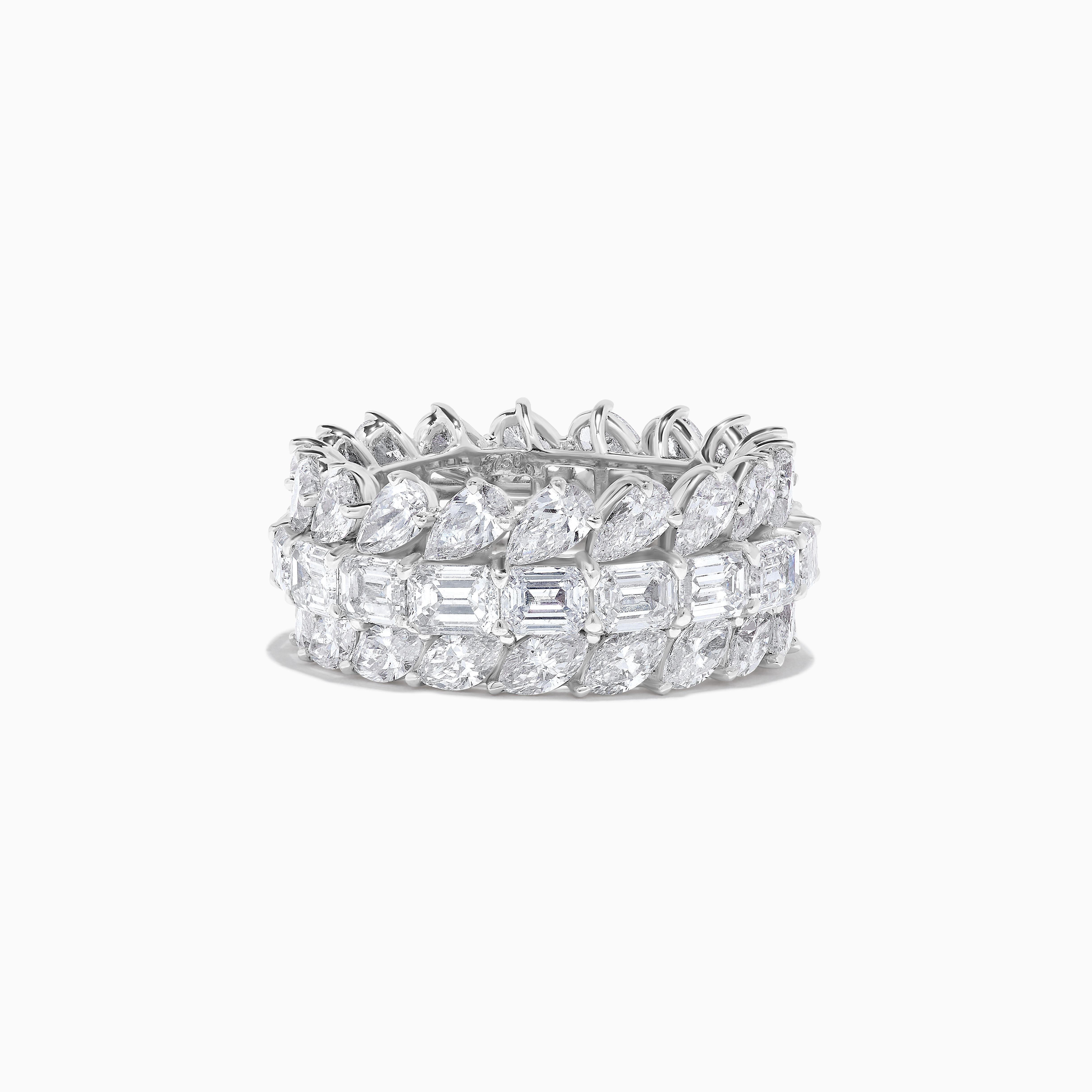Eternity-Ring, natürlicher weißer Smaragd, Diamant 11,15 Karat TW Weißgold (Smaragdschliff) im Angebot