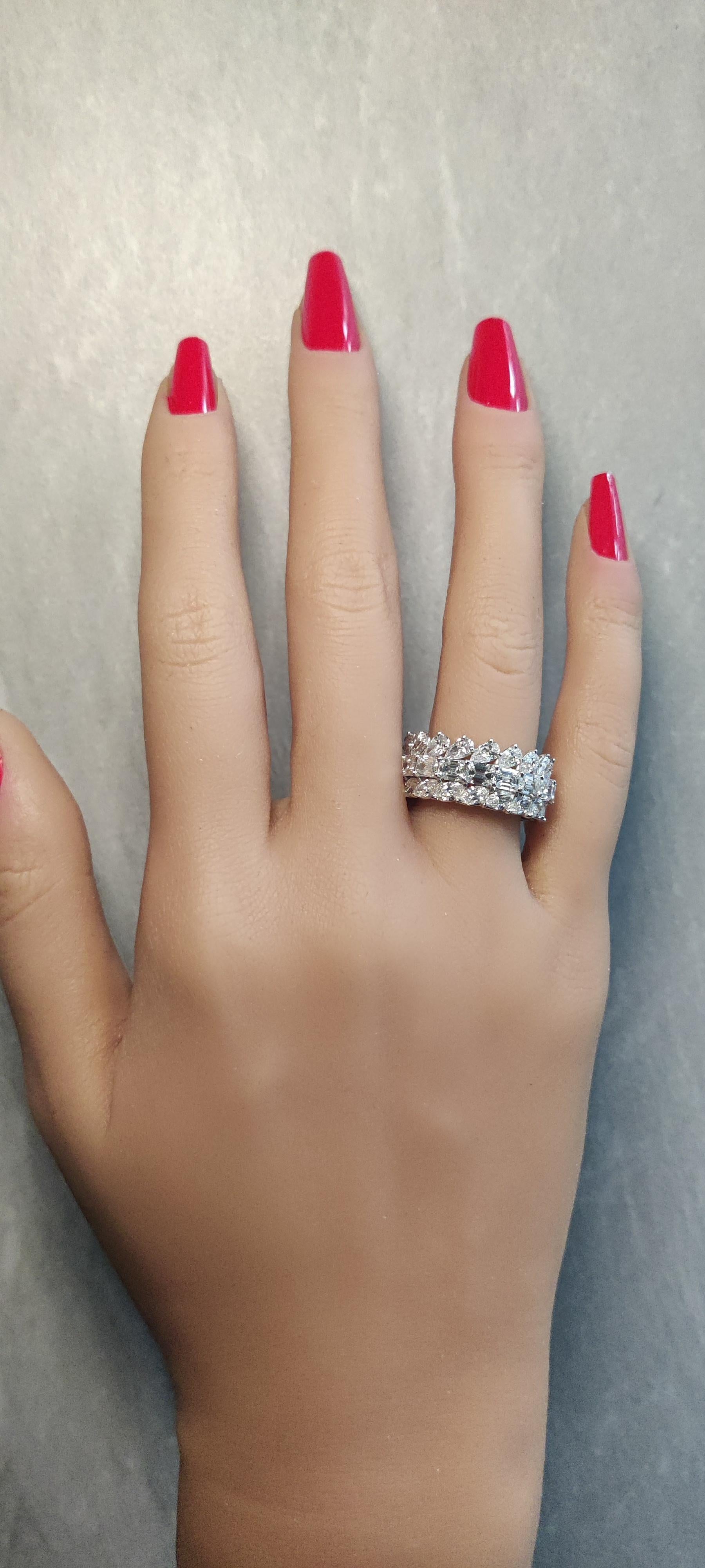 Eternity-Ring, natürlicher weißer Smaragd, Diamant 11,15 Karat TW Weißgold im Zustand „Neu“ im Angebot in New York, NY