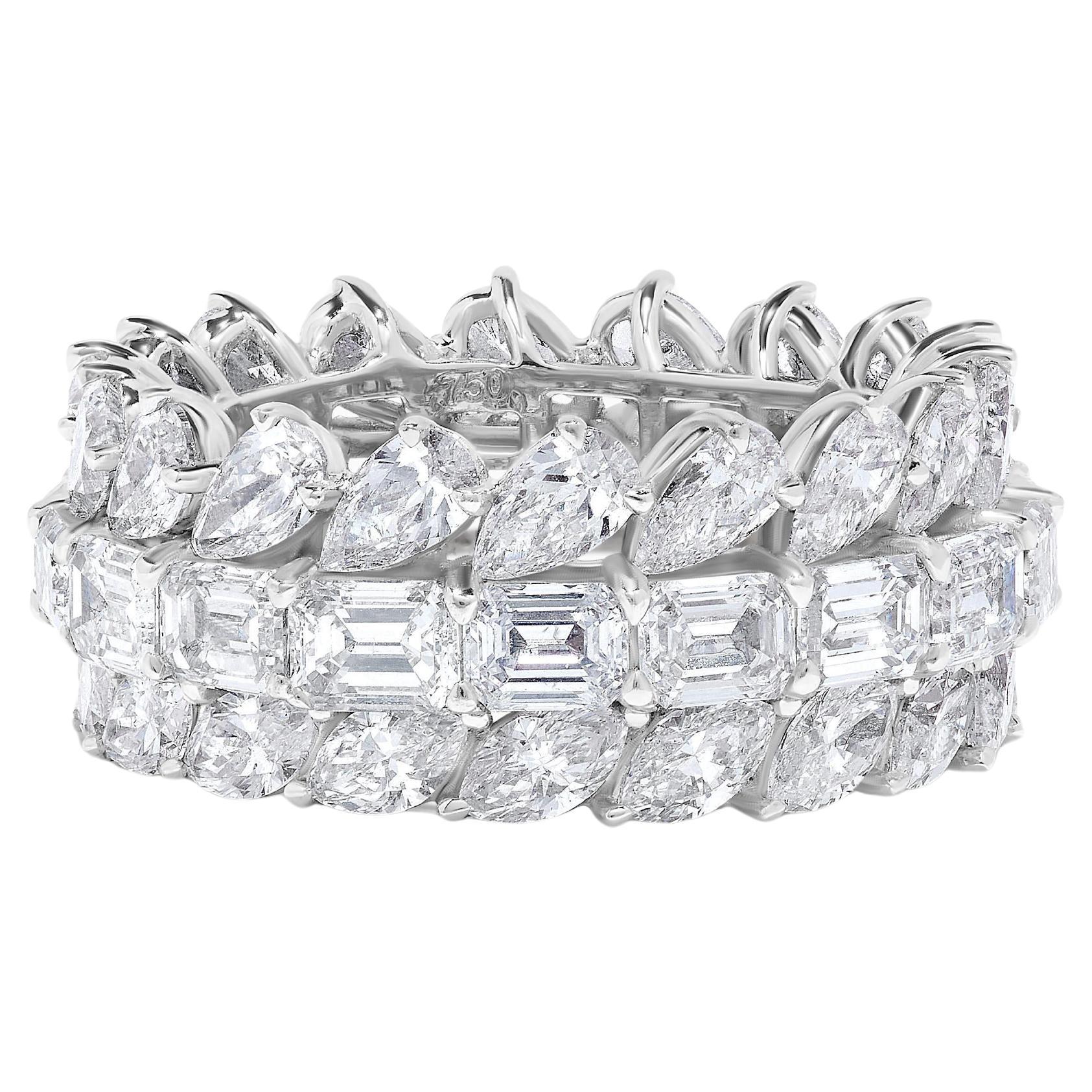 Natural White Emerald Diamond 11.15 Carat TW White Gold Eternity Band
