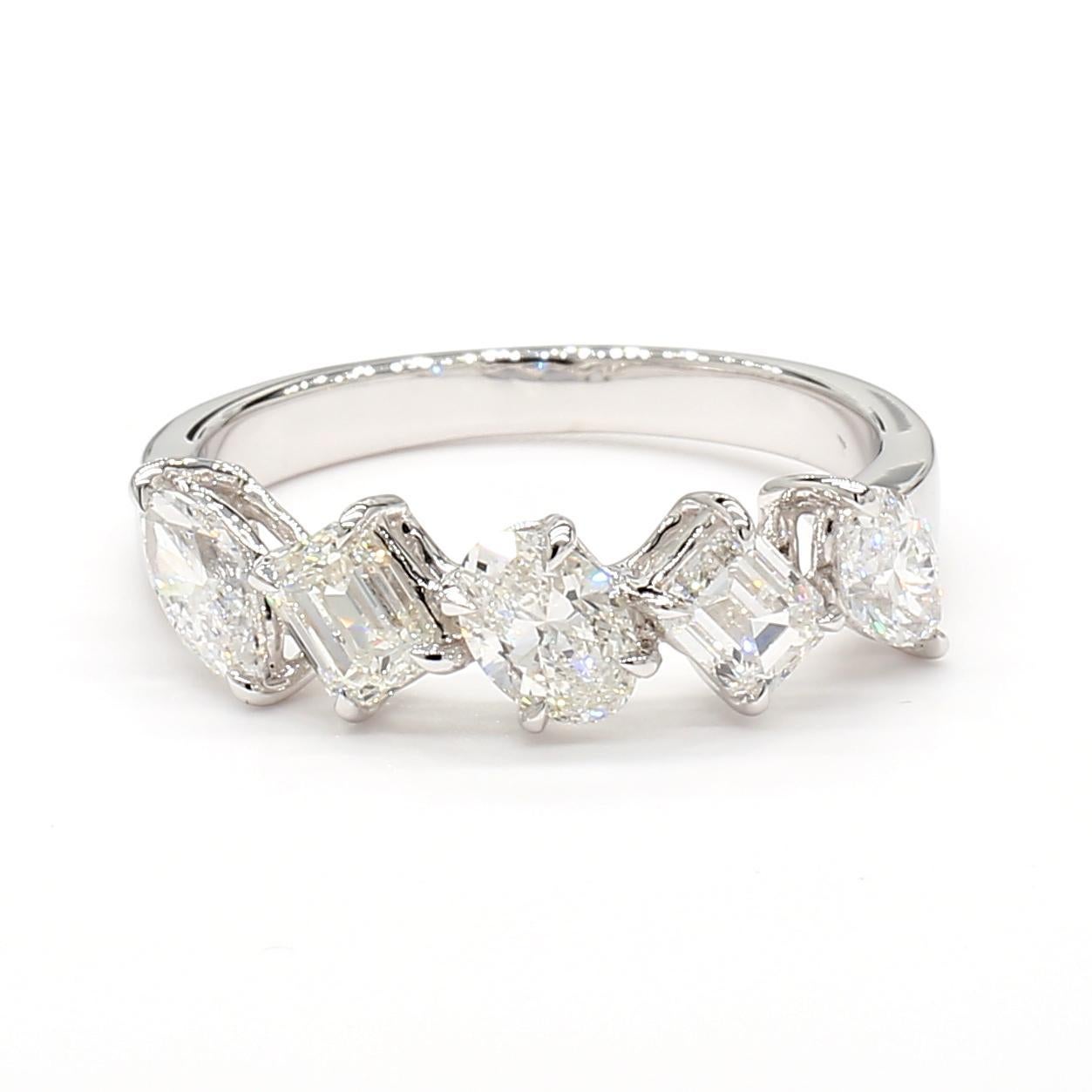 Natürlicher weißer Smaragd-Diamant 1,38 Karat TW Weißgold Cocktail-Ring (Zeitgenössisch) im Angebot