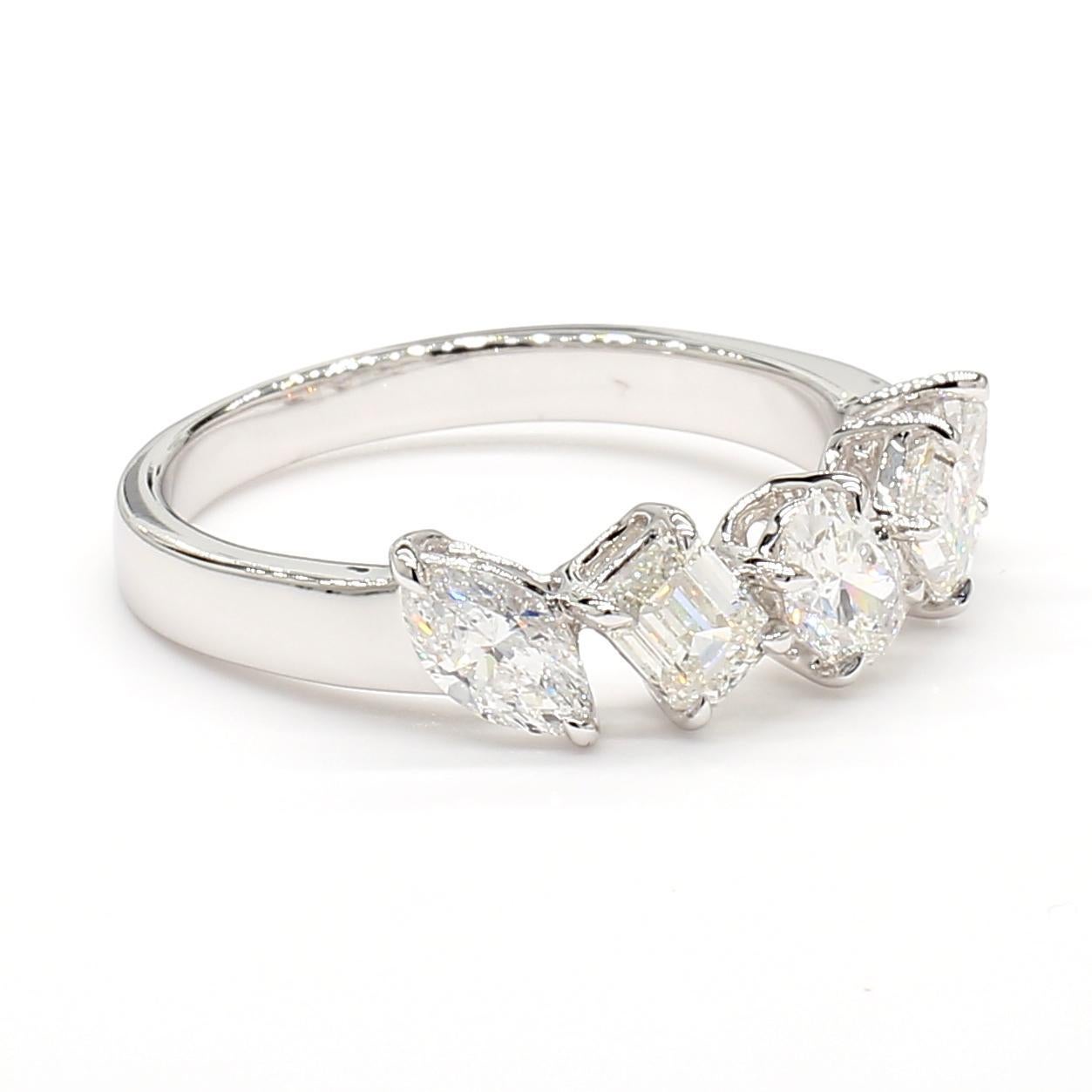 Natürlicher weißer Smaragd-Diamant 1,38 Karat TW Weißgold Cocktail-Ring (Smaragdschliff) im Angebot