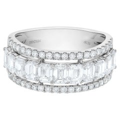 Natural White Emerald Diamond 2.27 Carat TW White Gold Cocktail Ring