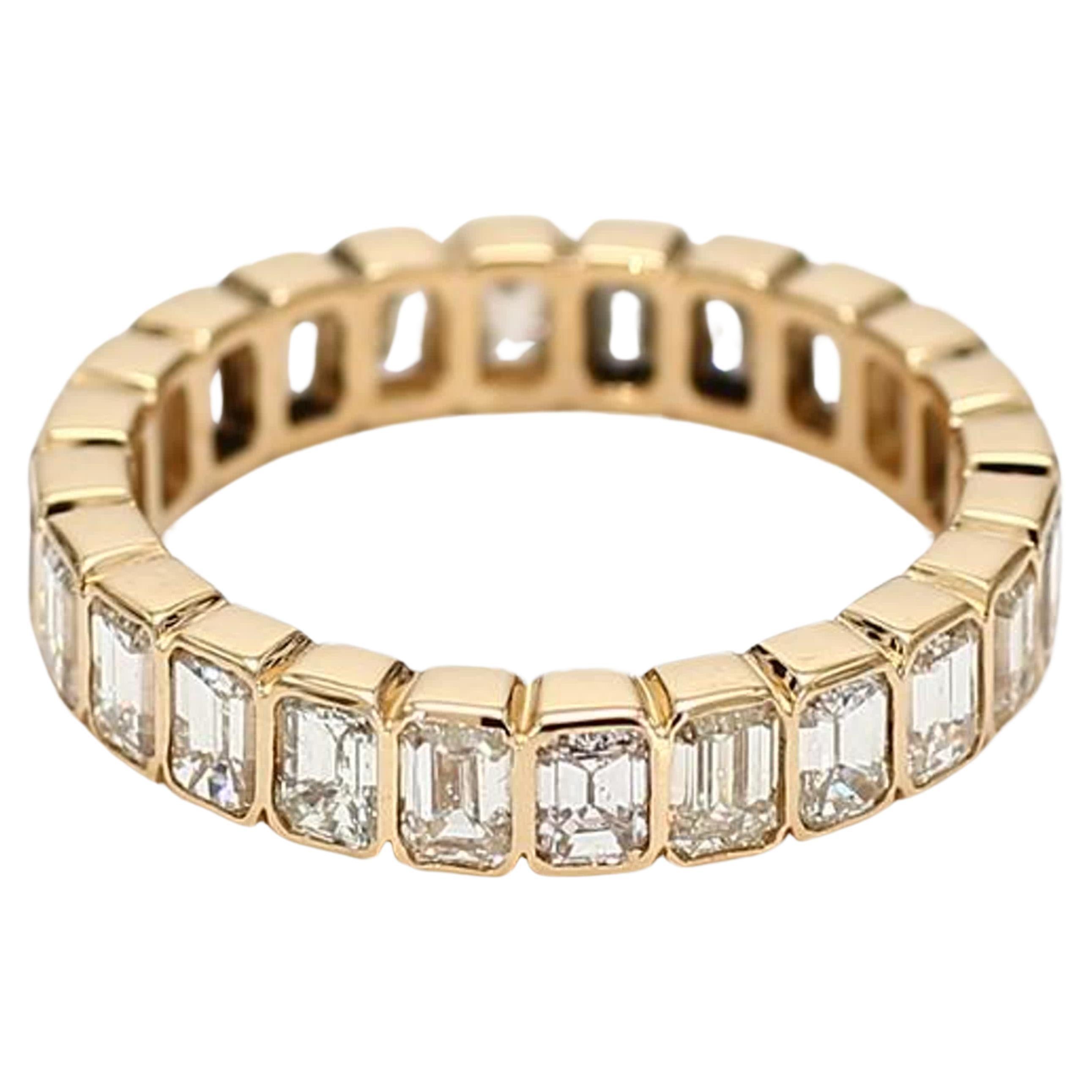 Eternity-Ring, natürlicher weißer Smaragd, Diamant, 3,25 Karat TW Gelbgold im Angebot