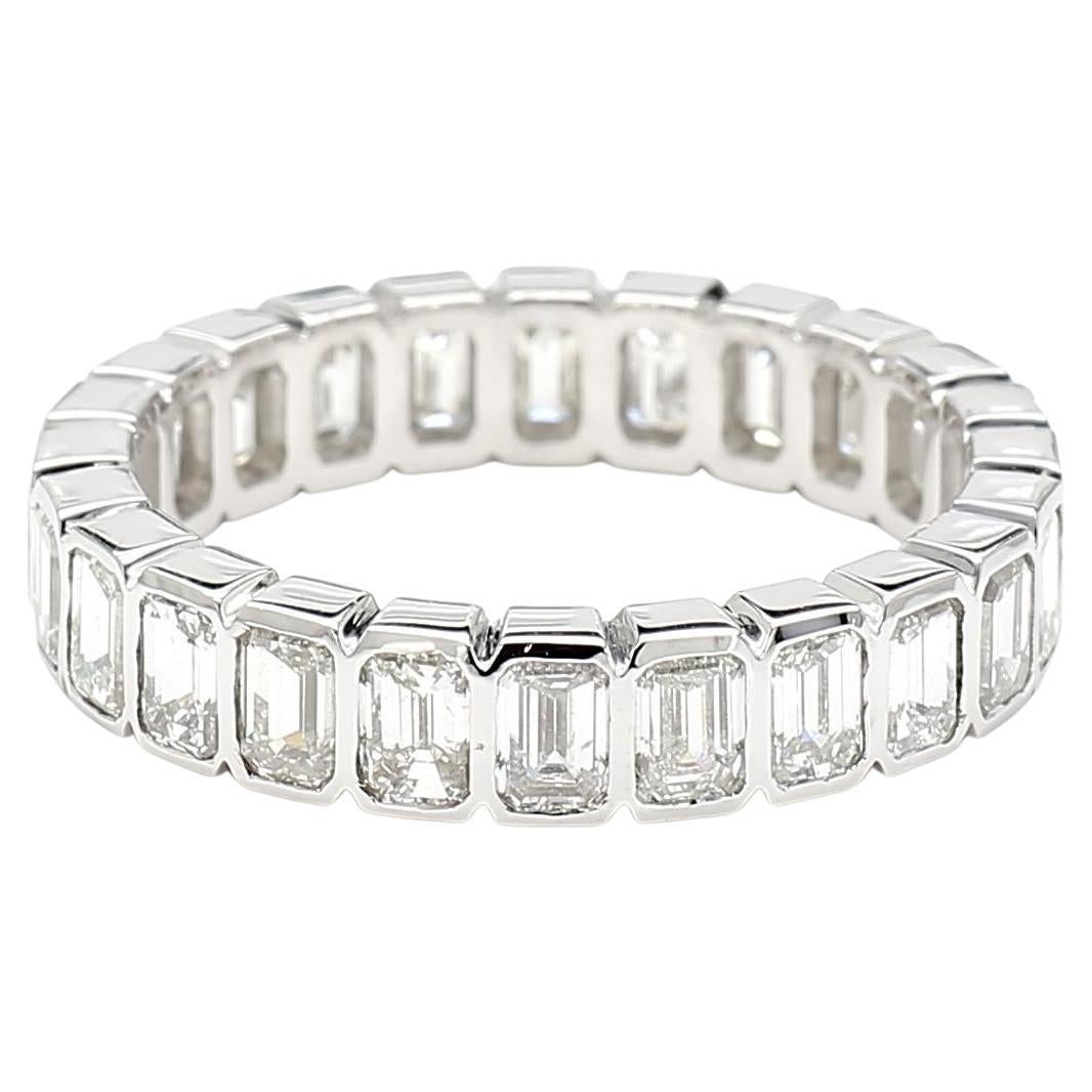 Natural White Emerald Diamond 3.31 Carat TW White Gold Cocktail Band For Sale