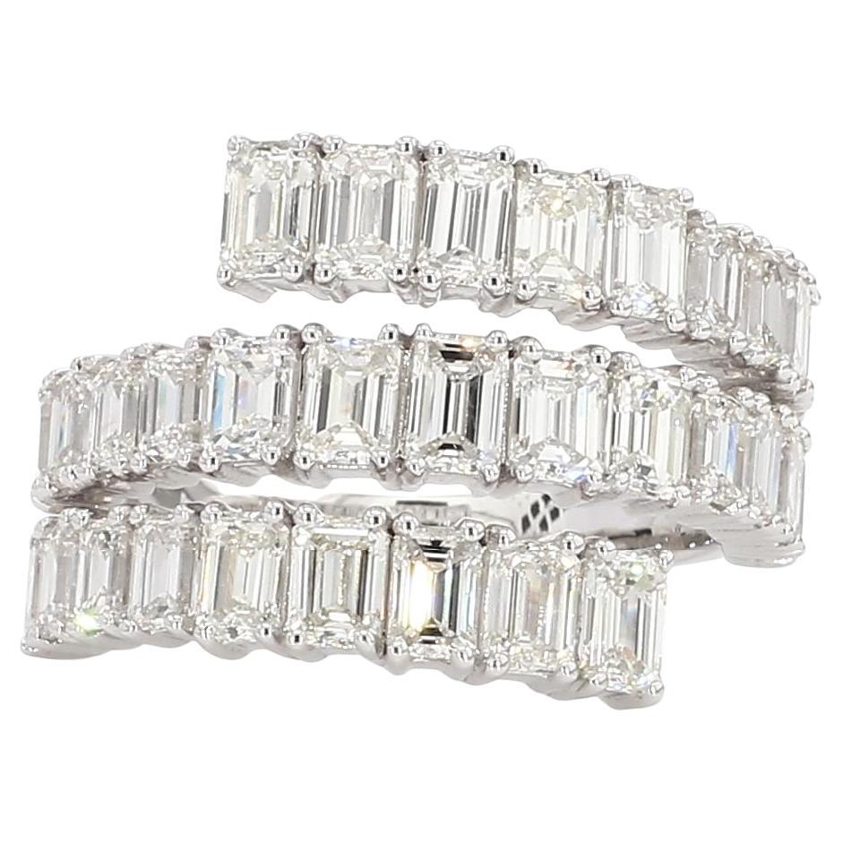 Natural White Emerald Diamond 4.31 Carat TW White Gold Cocktail Band For Sale