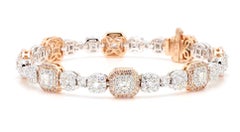 Natürlicher weißer Smaragd Diamant 6,04 Karat TW Gold Tennisarmband