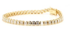 Natural White Emerald Diamond 6.38 Carat TW Gold Tennis Bracelet