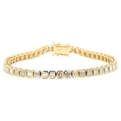 Natural White Emerald Diamond 6.38 Carat TW Gold Tennis Bracelet