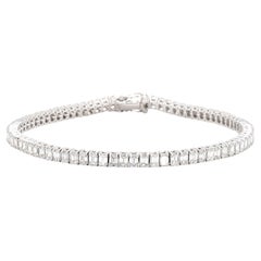 Bracciale tennis in oro bianco con diamante smeraldo bianco naturale da 6.59 carati TW