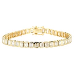 Natural White Emerald Diamond 8.50 Carat TW Yellow Gold Tennis Bracelet